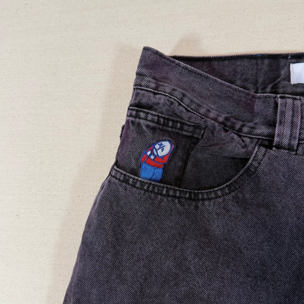 Polar Skate Co Big Boy Jeans Purple Black Baggy Fit Denim Size 32x28 Small - Picture 13 of 14
